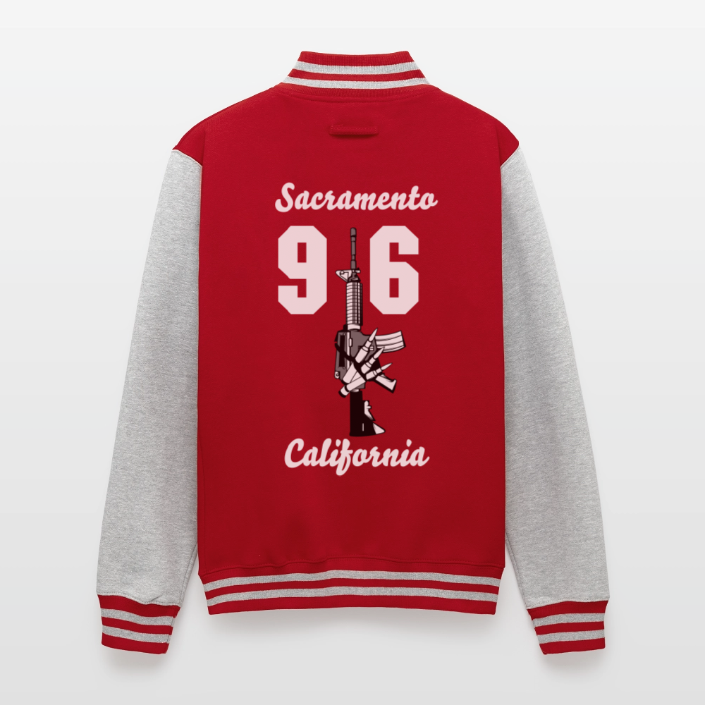 Heavyweight Letterman Jacket - red/heather grey