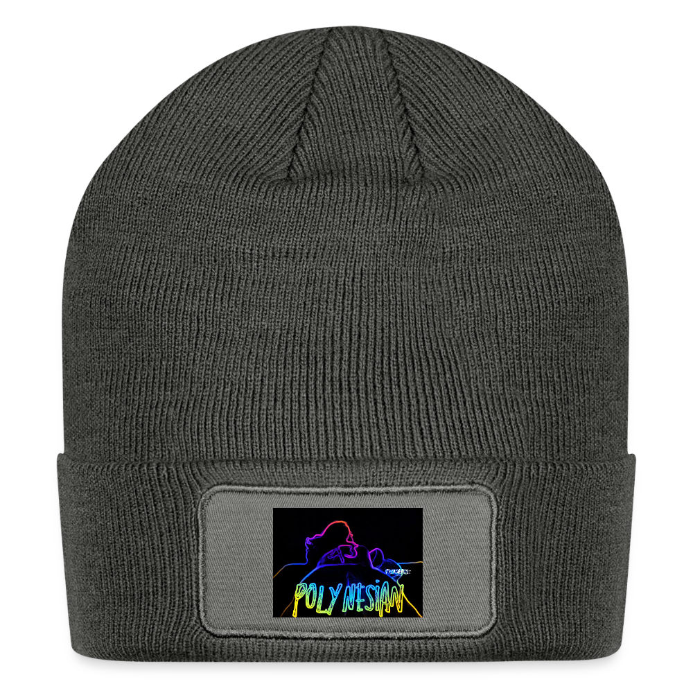Patch Beanie - charcoal grey