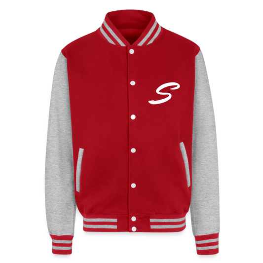 Heavyweight Letterman Jacket - red/heather grey