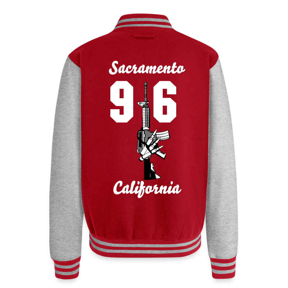 Heavyweight Letterman Jacket - red/heather grey