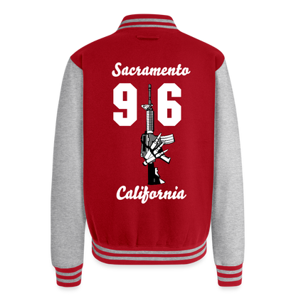 Heavyweight Letterman Jacket - red/heather grey