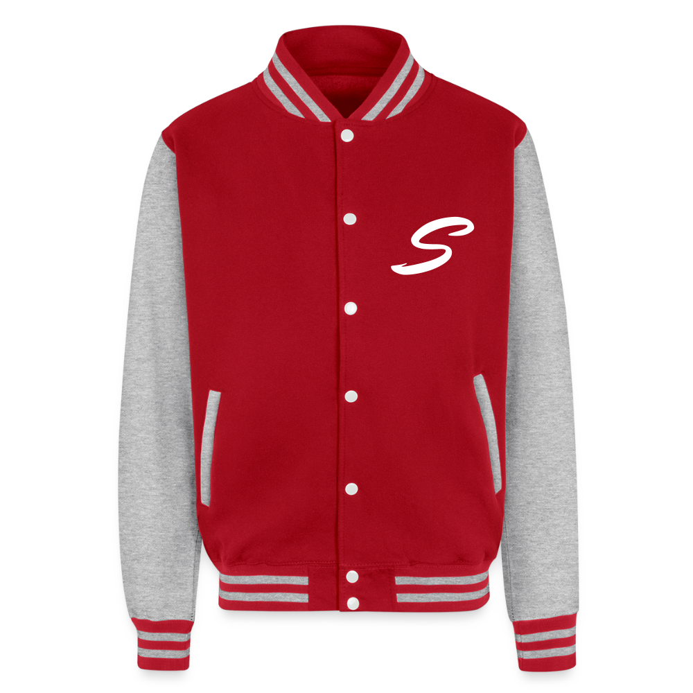 Heavyweight Letterman Jacket - red/heather grey